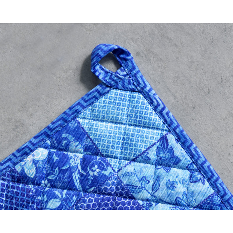 Maison d'Hermine Indigo Love, ensemble de maniques 100 % coton - 20 x 20 cm