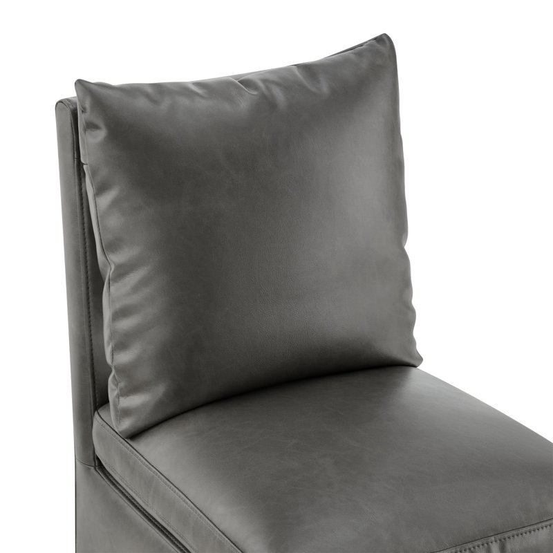 Chaise d'appoint rembourrée Malcolm, Similicuir gris