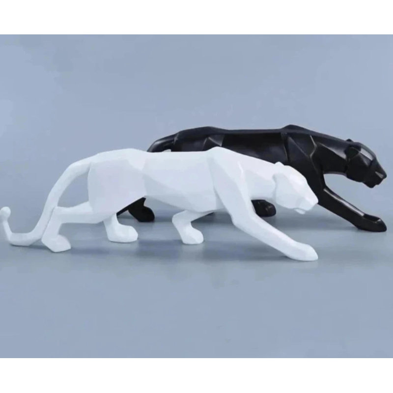 Abstract Panther Statue With Geometric Pattern