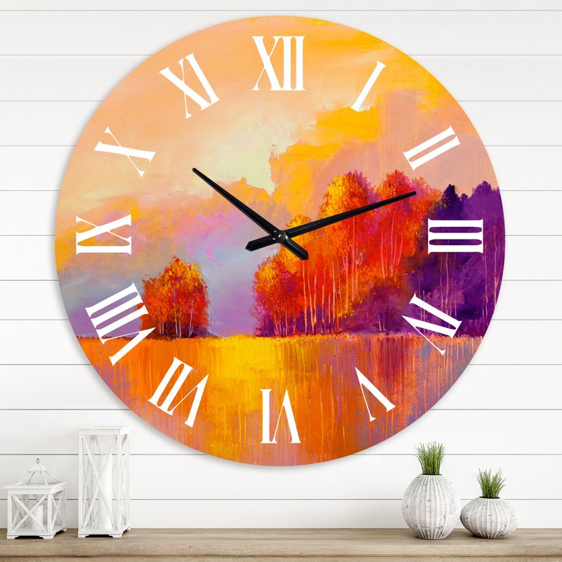 Arbre d'automne coloré forêt Treescape X III - Horloge murale de ferme, Grand