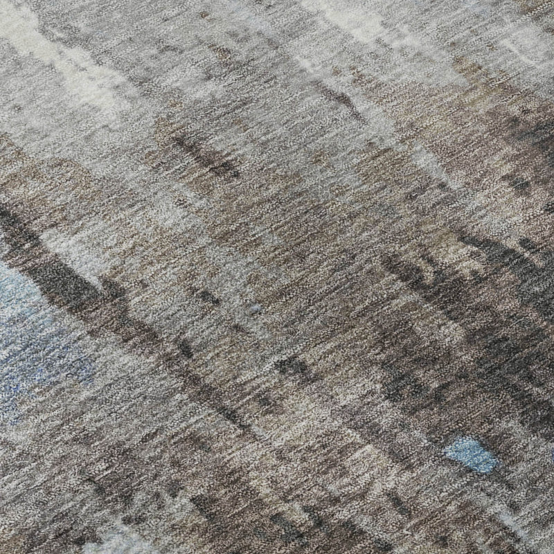 Premium Machine Washable Mayfield Abstract Rug, Blue, 8' Round