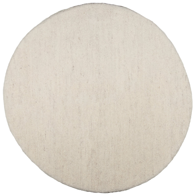 Arboga Hand Knotted Wool White Rug, Round 150cm
