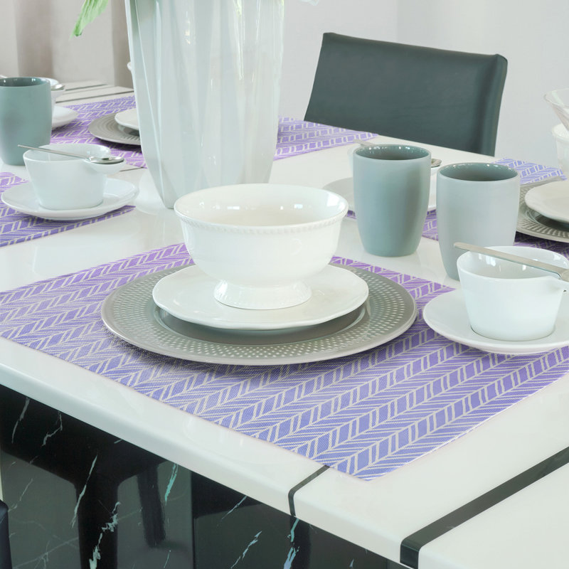 Napperon en coton 18 po herringbone, Bleu / Mauve