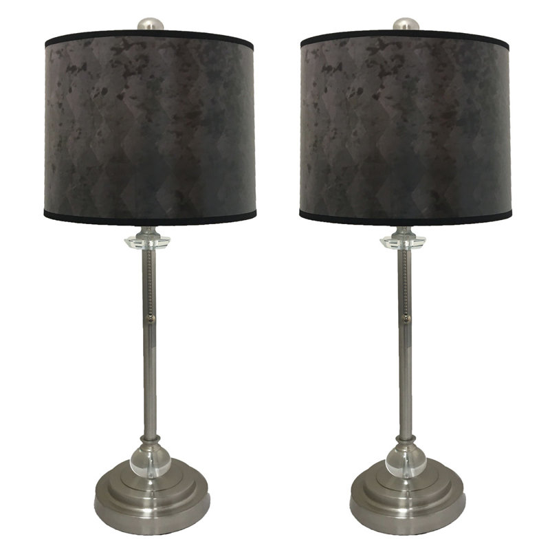 Ensemble de lampe buffet 28" crystal Pisano, Nickel