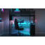 Lit mezzanine simple en métal avec DEL, bureau et 4 tablettes de rangement, noir
