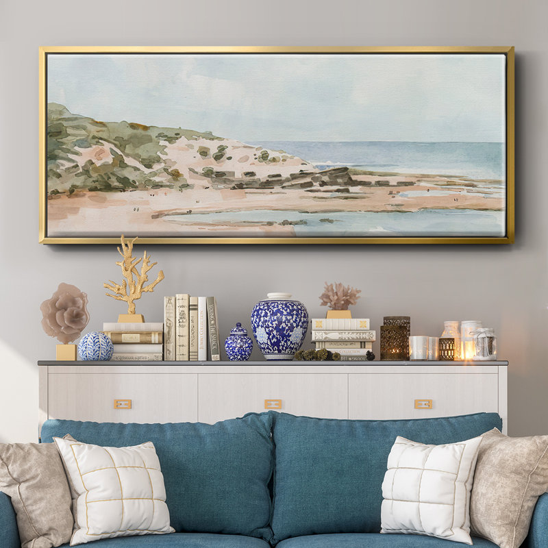 Neatural Seaside I- Framed Canvas, 12" H x 30" W