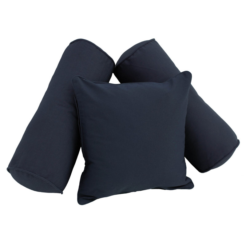 Soft Home Furnishings Solid Twill 3 Piece Bolster Pillow, Navy