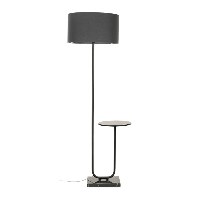 Tavel 132.5cm Matte Black Tray Table Floor Lamp, Grey