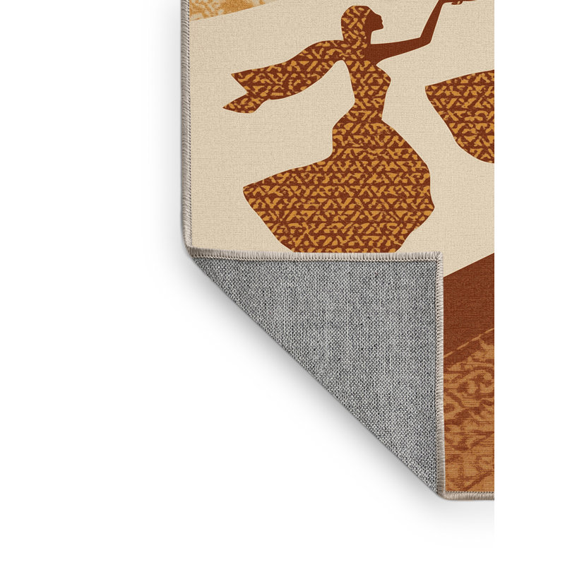 Tapis marocain beige d'inspiration mondiale Carnaval Dancers, 4 x 6