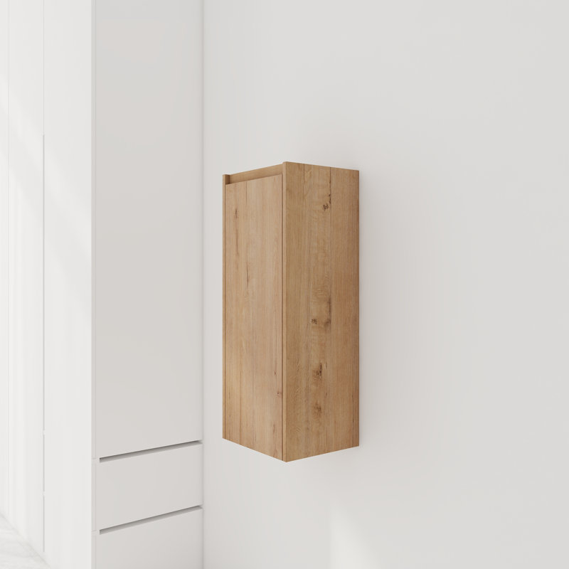 Armoire de salle de bain 12 "avec portes à fermeture en douceur - Design mural moderne, Imitation chêne