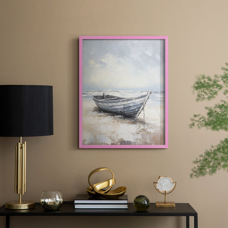 NAUTICAL Series CDL XXXII, reproduction encadrée - bois massif, Rose, H 11 po x l 9 po