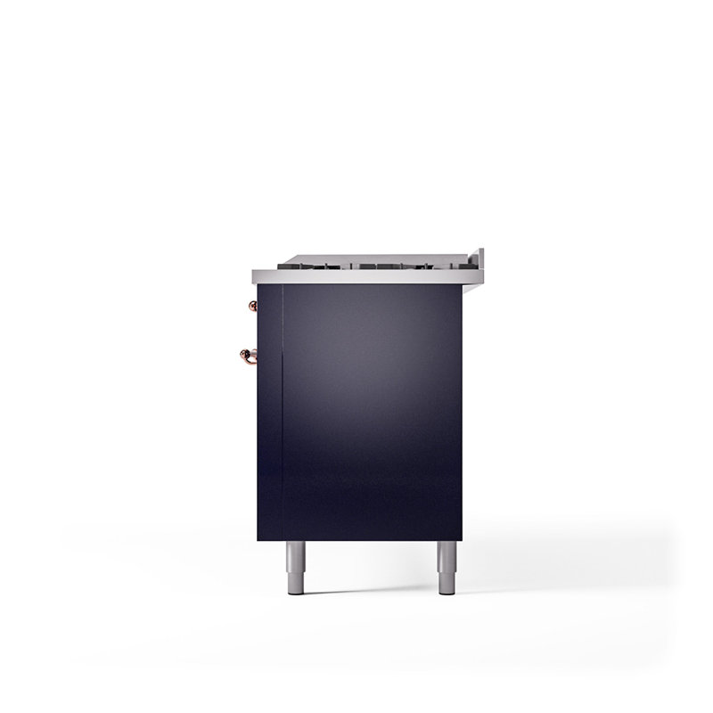 ILVE Nostalgie II 60 in Dual Fuel Range, 9 Burner, Griddle, Liquid Propane, Blue/Copper