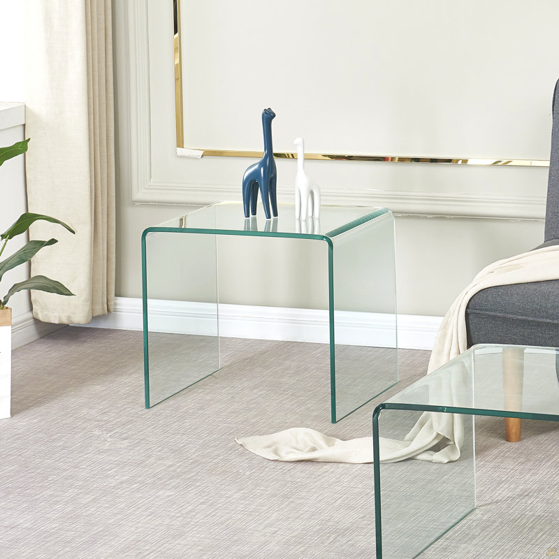 Table de bout en verre trempé transparent trempé, table de bout, table de bout transparente