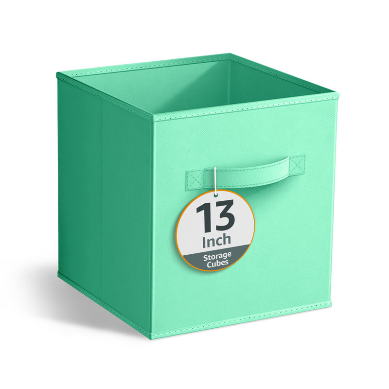 13" Large Foldable Storage Cubes with Handles 1 Piece, Teal