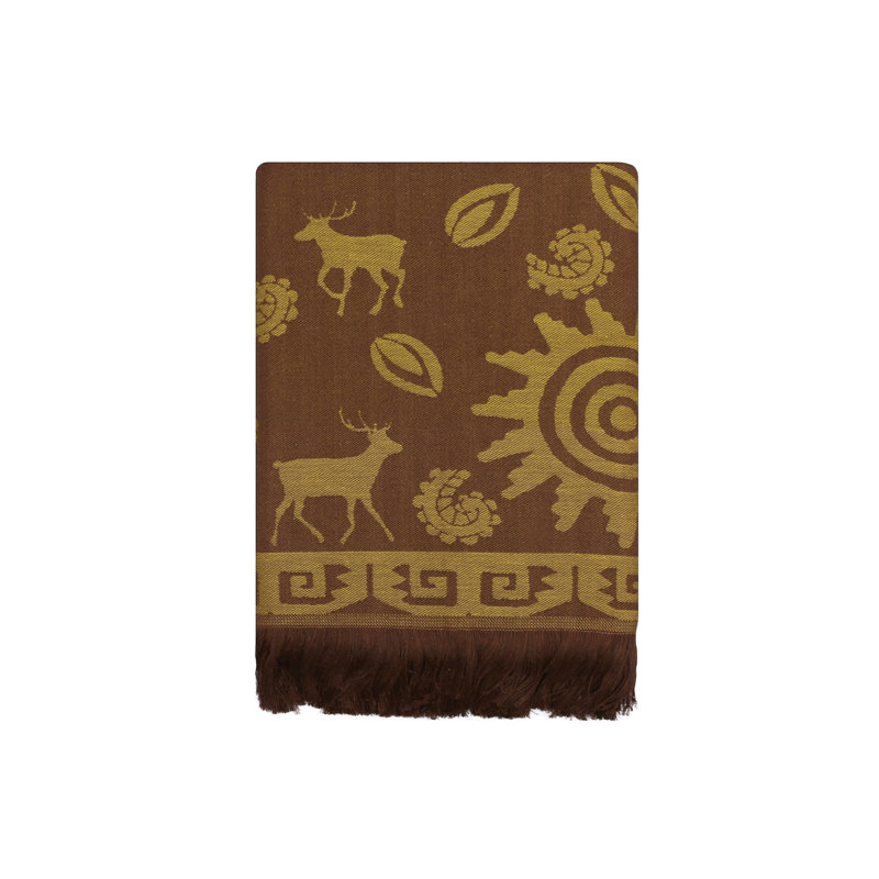 Serviette de plage 100% coton Lawlor, Moutarde / brun