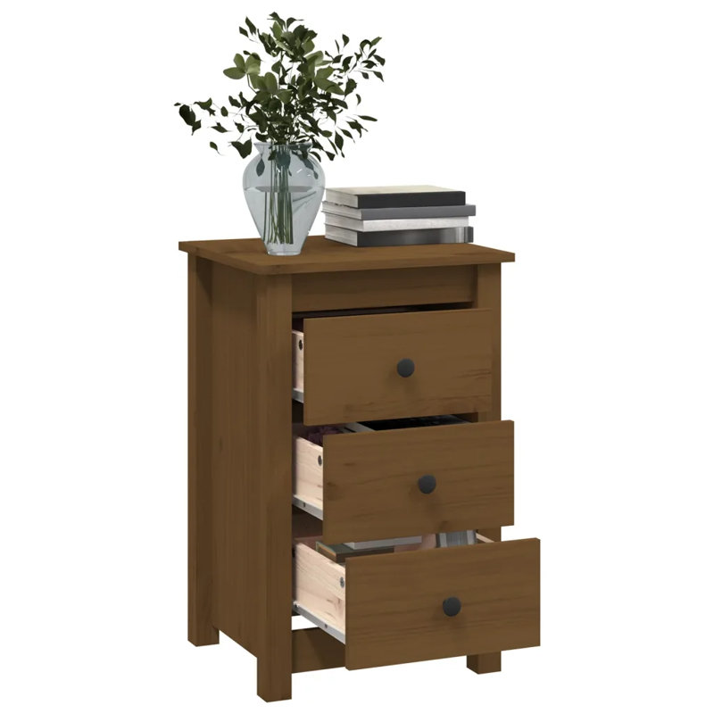 Prager 40cm W Solid Wood Bedside Table, Brown
