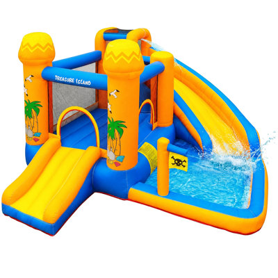 Jeu gonflable 11 'x 11' avec deux glissades d'eau, une piscine et un souffleur d'air de 450 W pour les enfants