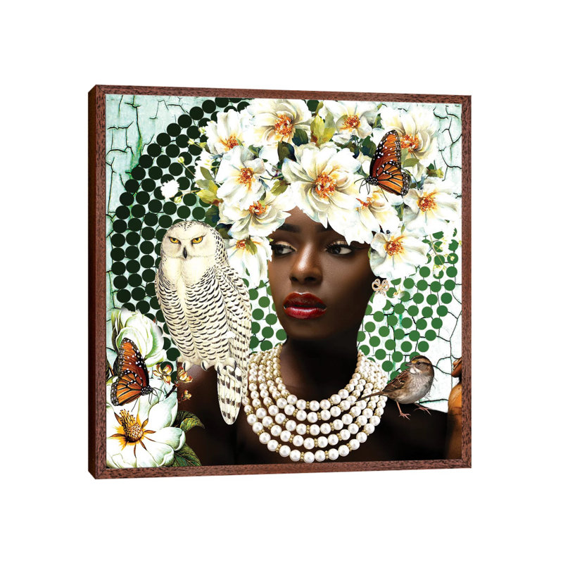 Pearls In Bloom by Yvonne Coleman Burney - Print on Canvas, 66.04cm H x 66.04cm W x 3.81cm D, Classic Brown Wood Framed