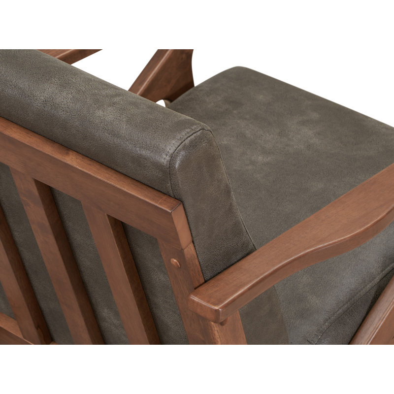 Zola Upholstered Accent Armchair, Charcoal Polyester, Walnut