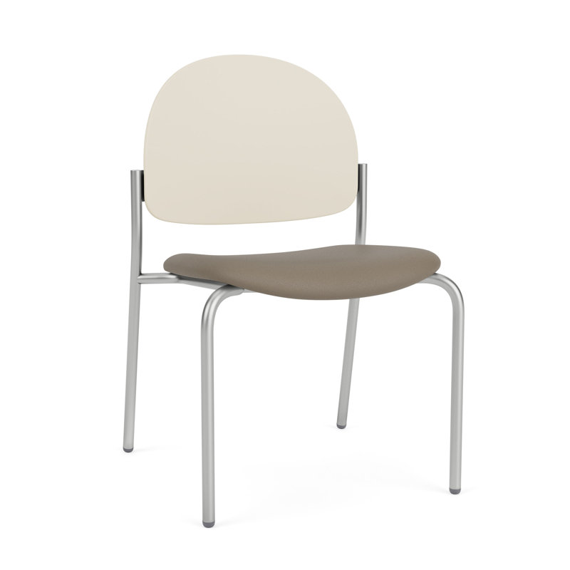 Chaise d'invité sans accoudoir Chat Chat, Argent, Modena Farro / Sand Beige Poly