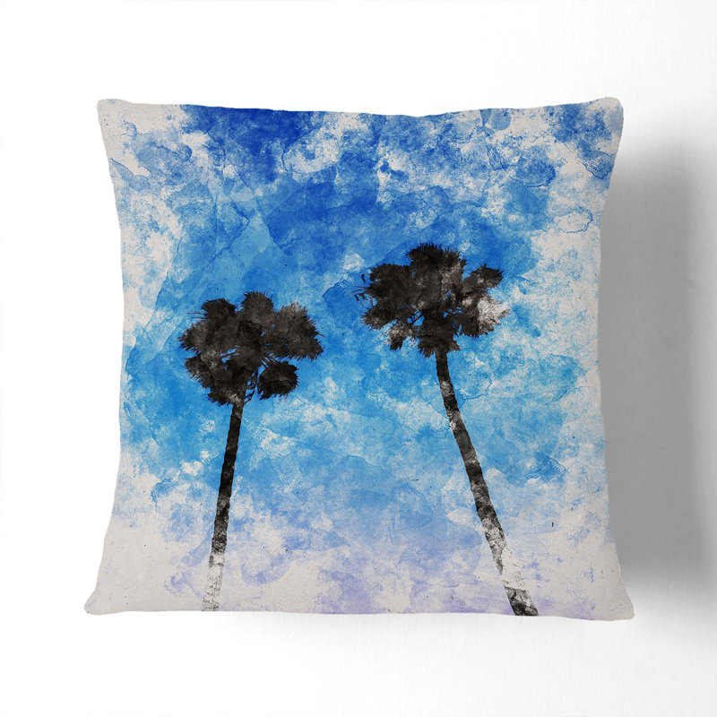 Two Palm Trees Watercolour Scatter Cushion, 55cm H x 55cm W x 20cm D