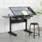 Hand Crank Adjustable Drafting Table Drawing Desk With 2 Metal Drawers WITH STOOL-547872599