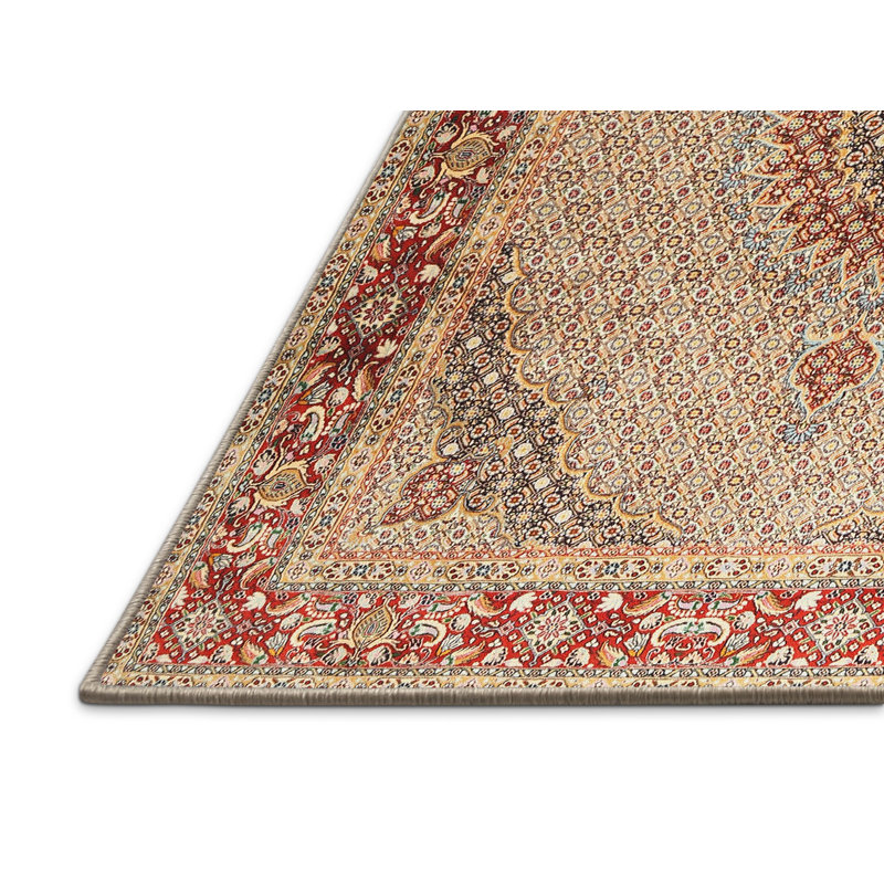 Laine orientale rouge/beige Sanjay Tapis décoratif, Rectangle 8 pi x 12 pi