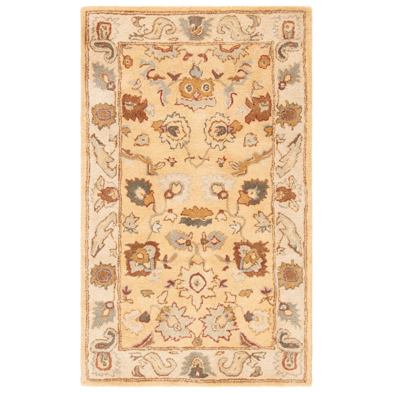 Bulwinder Hand Tufted Wool Oriental Rug, Rectangle 4' x 6'