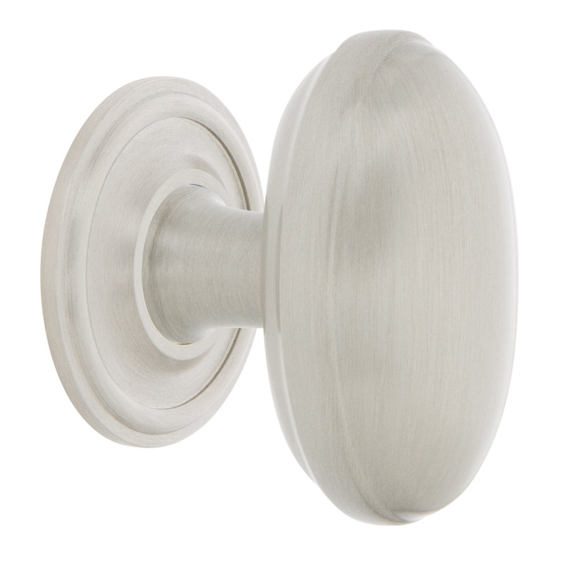 Homestead 1 3/4" Length Oval Knob, Satin Nickel