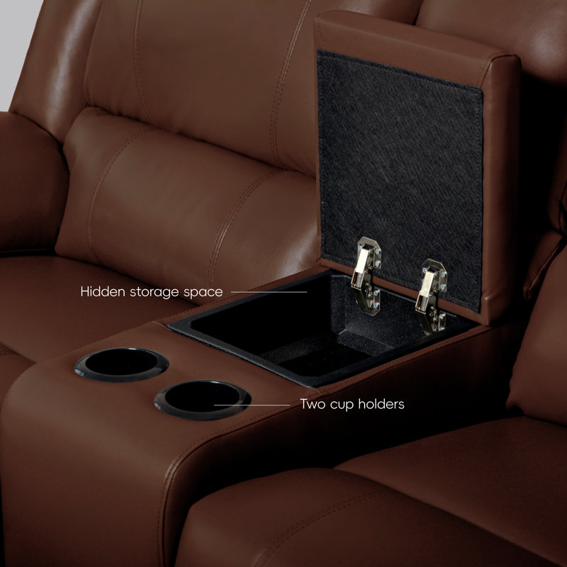 Canapé modulaire inclinable en similicuir 6 pièces avec console de rangement et porte-gobelets 6 pièces