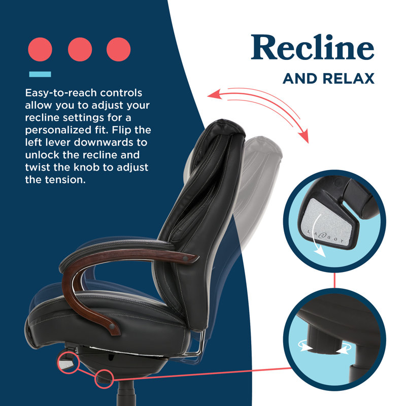 Ergonomic High-Back Black Leather Executive Swivel Chair with AIR Lumbar Support