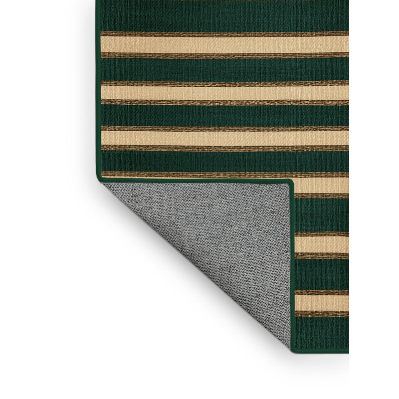 Washable Pine Cream Striped Area Rug, Rectangle 7' x 10'