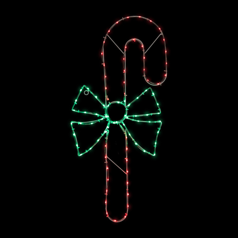 Décoration de Noël en forme de canne de bonbon éclairée 28 "avec nœud 28"