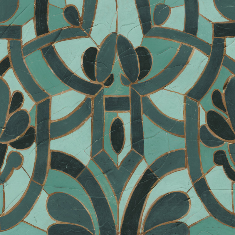 Turquoise Mosaic II by June Erica Vess - Wrapped Canvas Painting, 30cm H x 30cm W x 3.8cm D