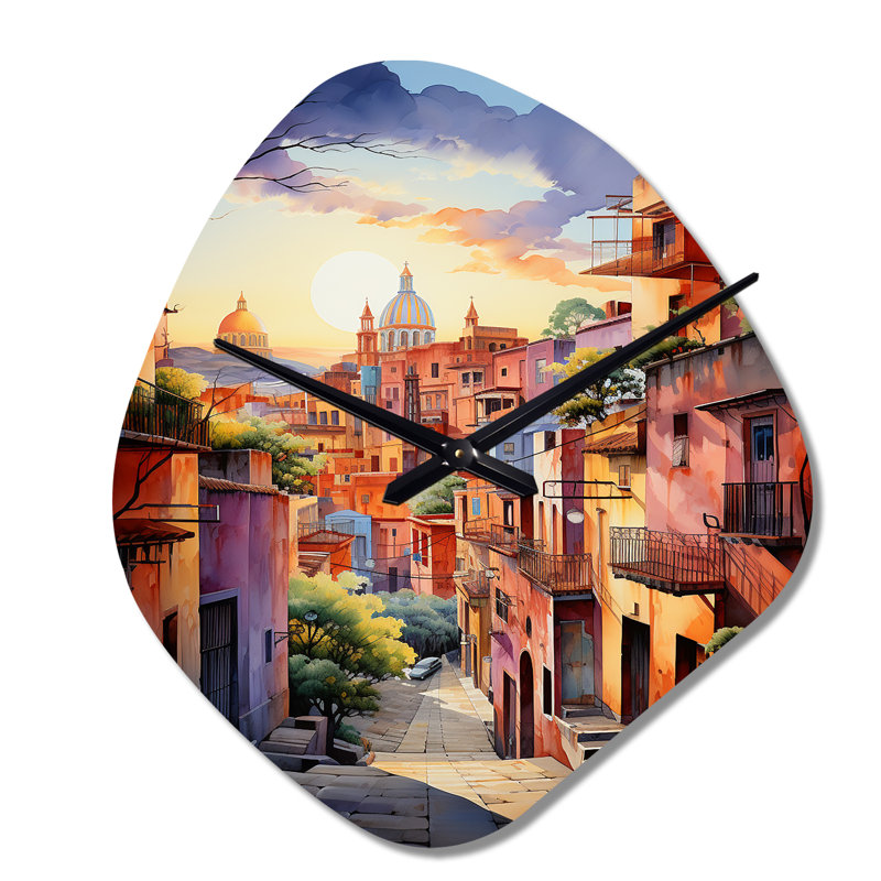 Coloré Mexique magique Oaxaca surréalisme I - Mexique, horloge murale asymétrique, Petit