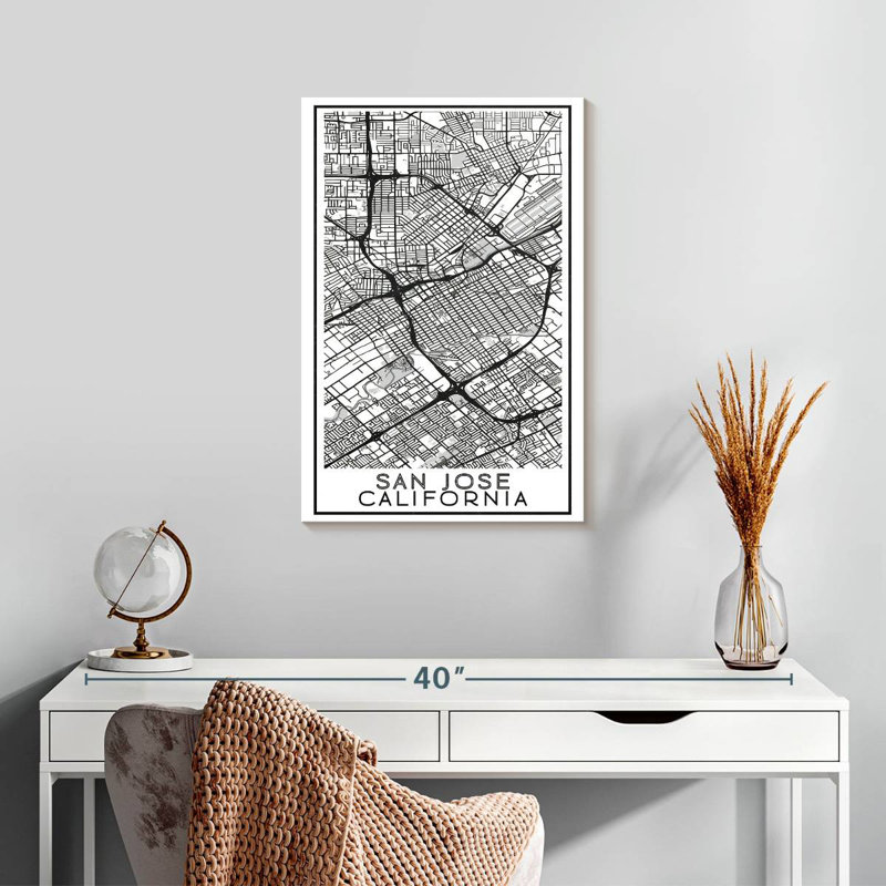 Aliaz San Jose City Map, 24" H x 16" W