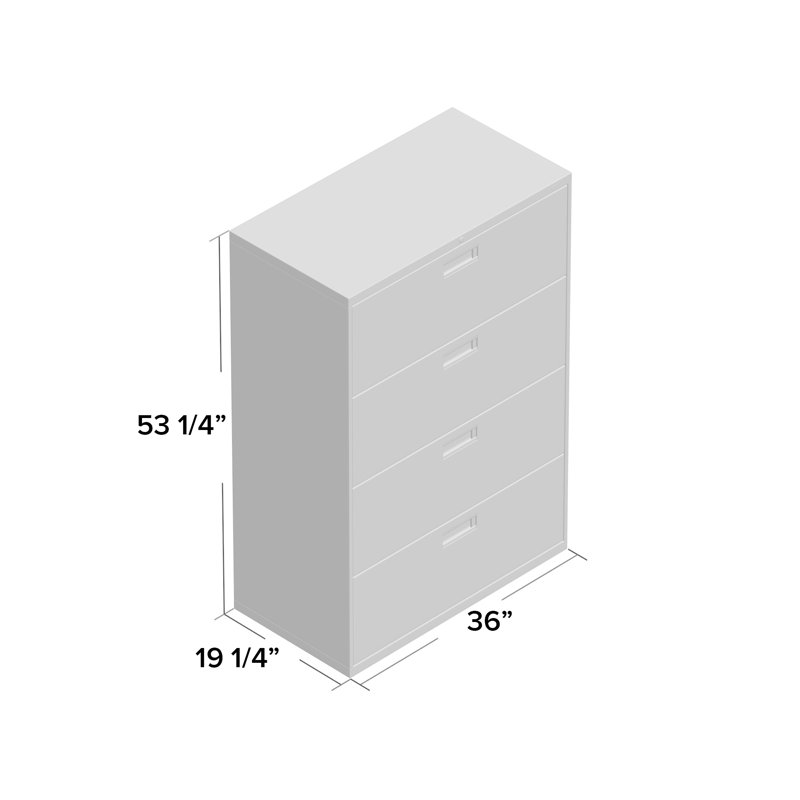 Beige 4-Drawer Lockable Lateral File Cabinet