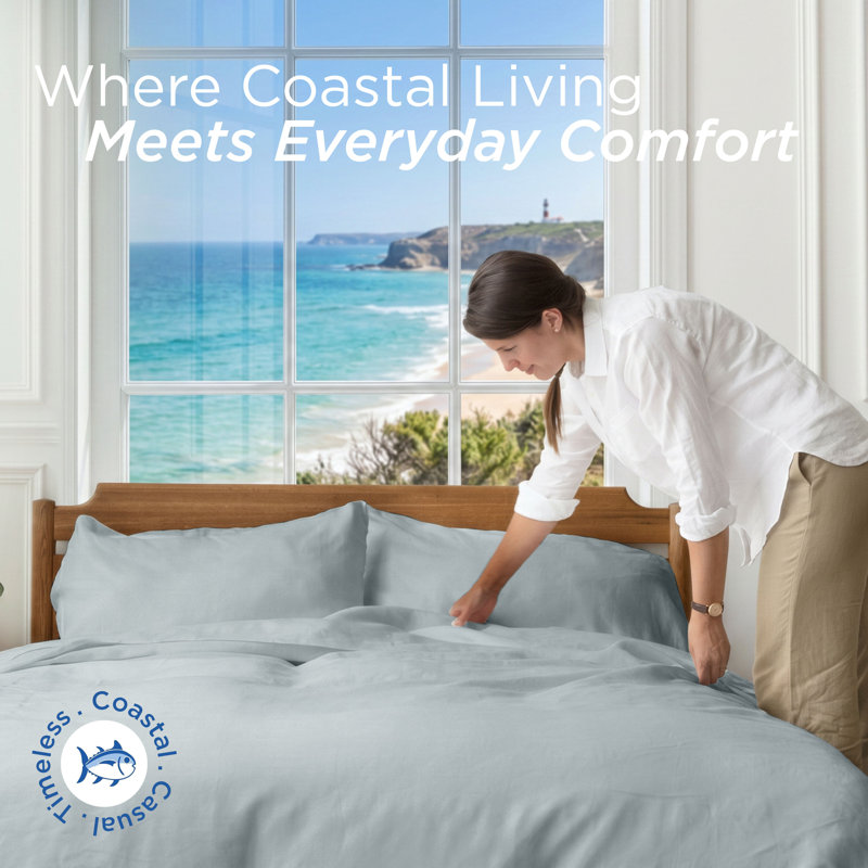 Southern Tide Cotton Twill Sheet Set, Full/Double Sheet Set with 2 Pillowcases, Sunlight Blue