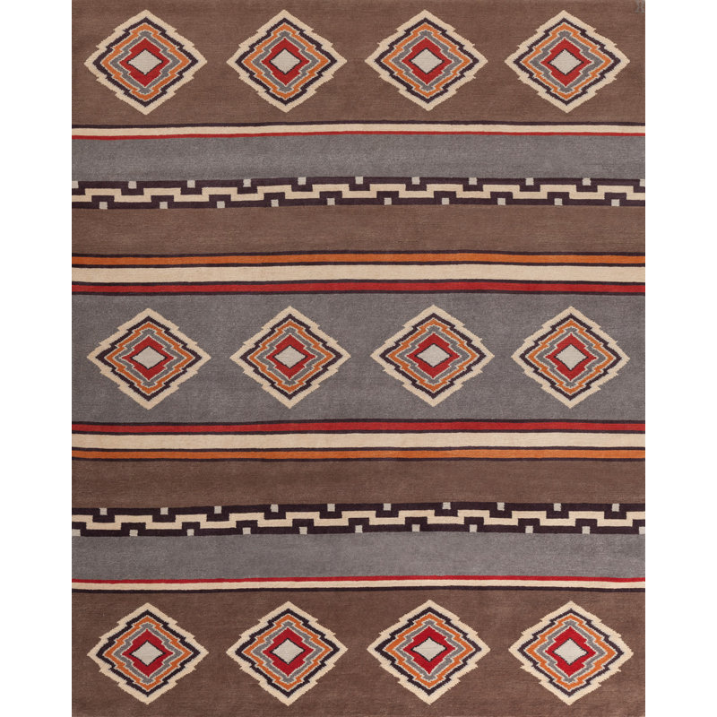 Mesa Hand Knotted Wool Geometric Shapes Area Rug, Rectangle 8' x 10'