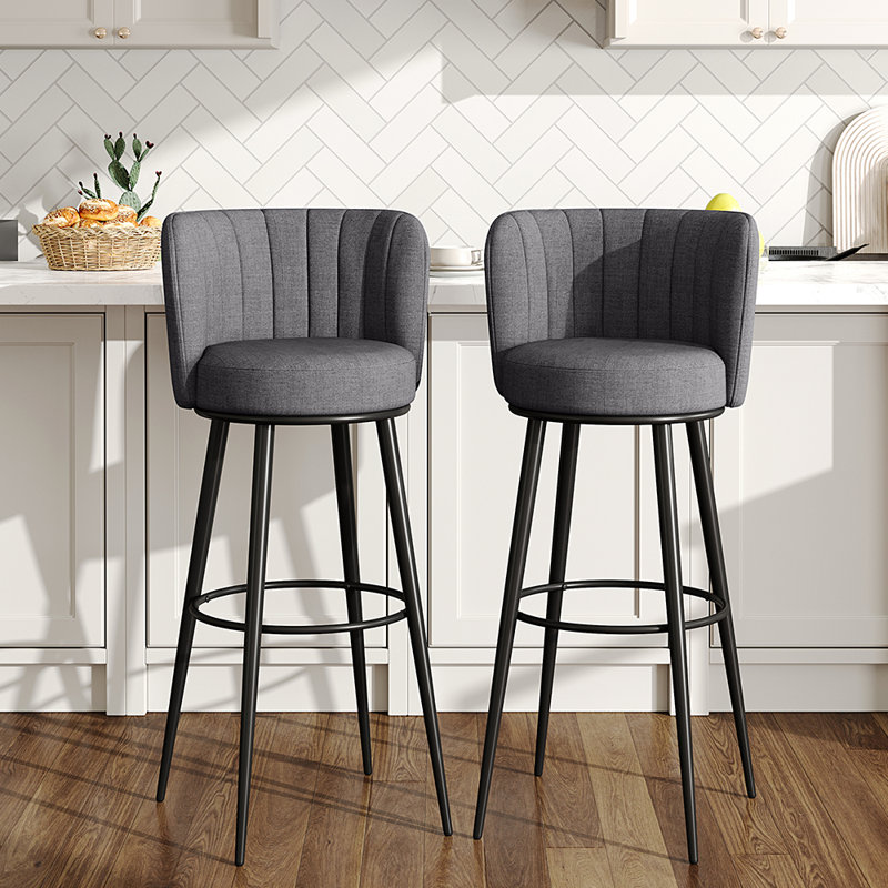 Nobleton Upholstered Counter Stool with Metal Frame, Grey