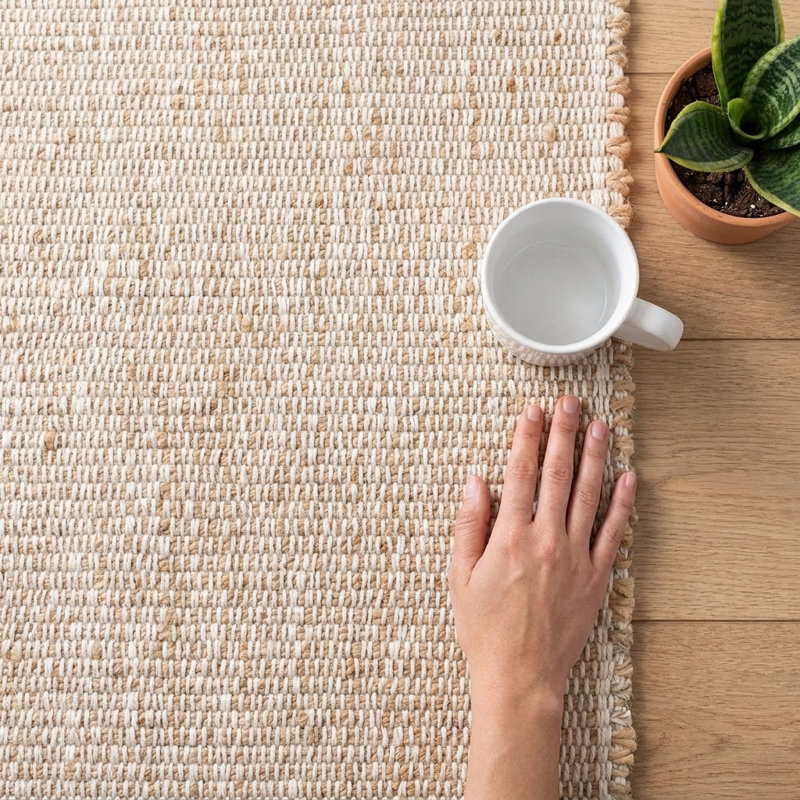 Tapis campagnard en jute et coton Colston, Rectangle 6 pi x 9 pi
