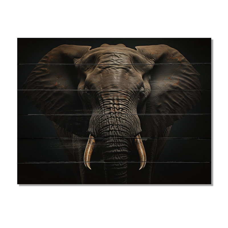 Éléphant Silent Majesty II sur bois, H 10 po x l 20 po x P 0,78 po