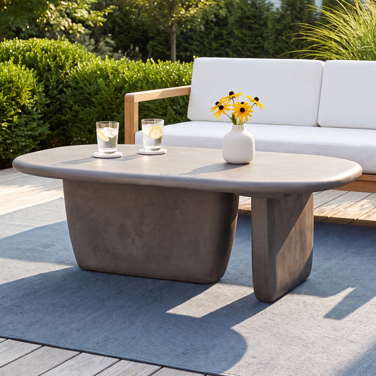 Barkett 46'' Stone Outdoor Coffee Table