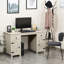 Bureau d'ordinateur avec rangement Farmhouse, bureau avec 2 tiroirs et 2 armoires, blanc crème