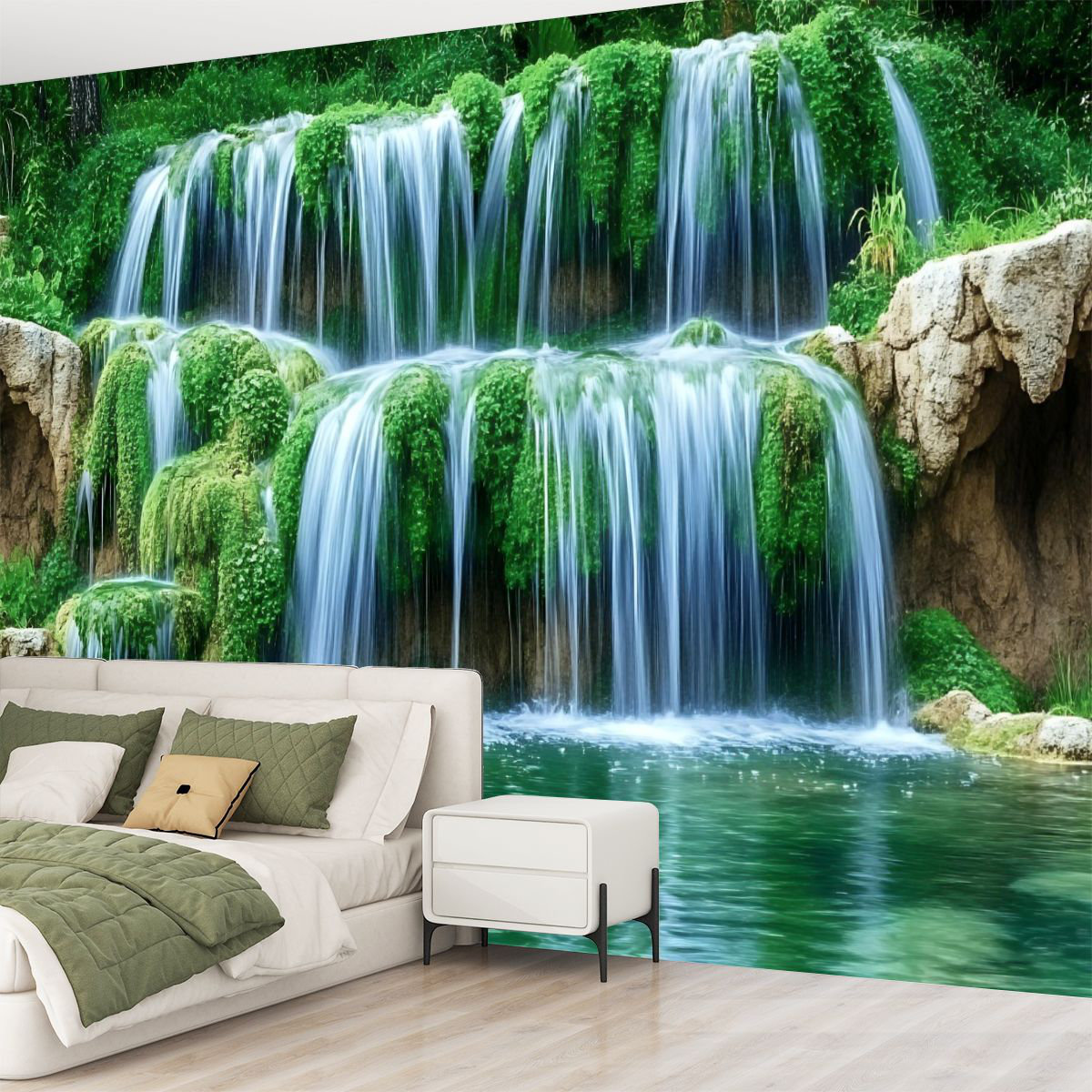 Millwood Pines Peel and Stick Canvas Wallpaper Wall Mural Waterfall ...