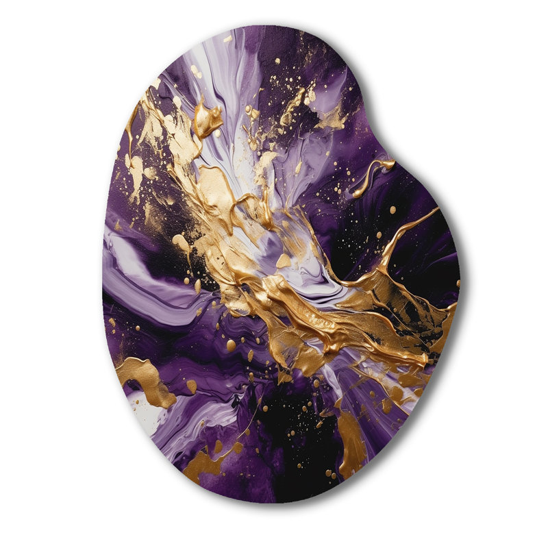 Jacque - Reproduction d'art abstrait en métal de forme irrégulière pour le salon, impression asymétrique mauve en métal