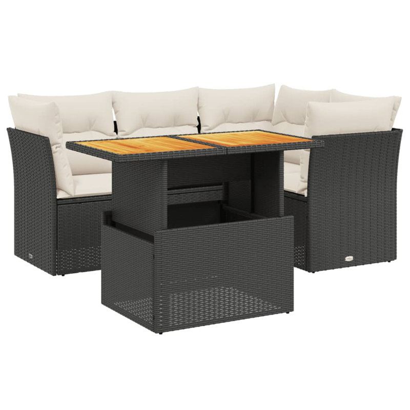  Garden Sofa Set Black, Cream White
