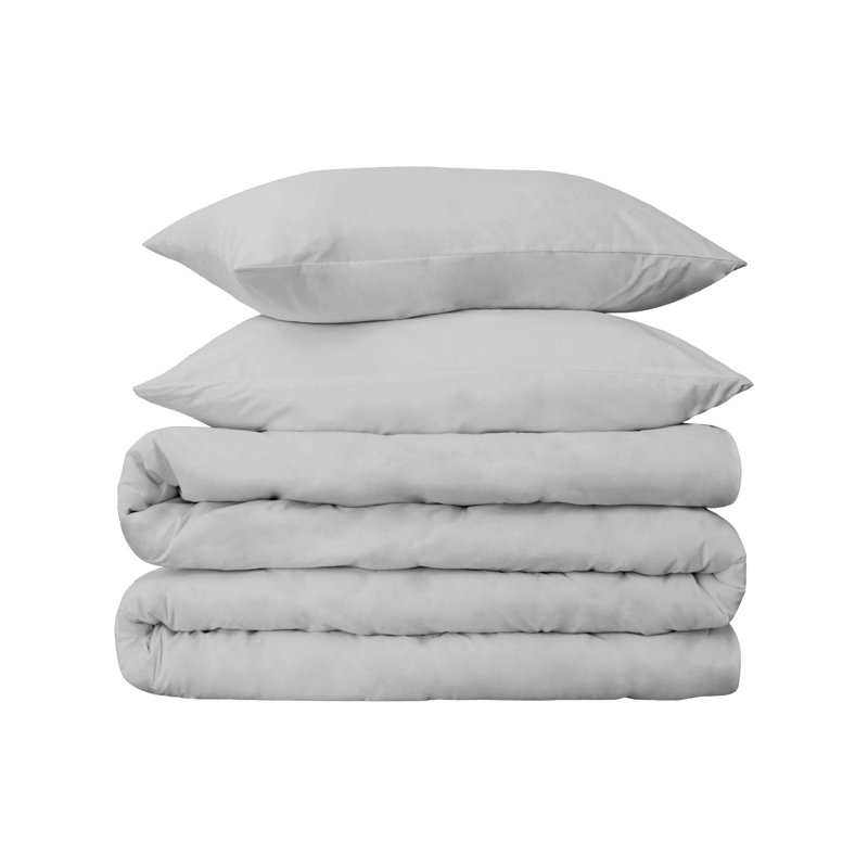 Ensemble de housse de couette en satin de coton à densité de tissage 700 Hallowell, Gris