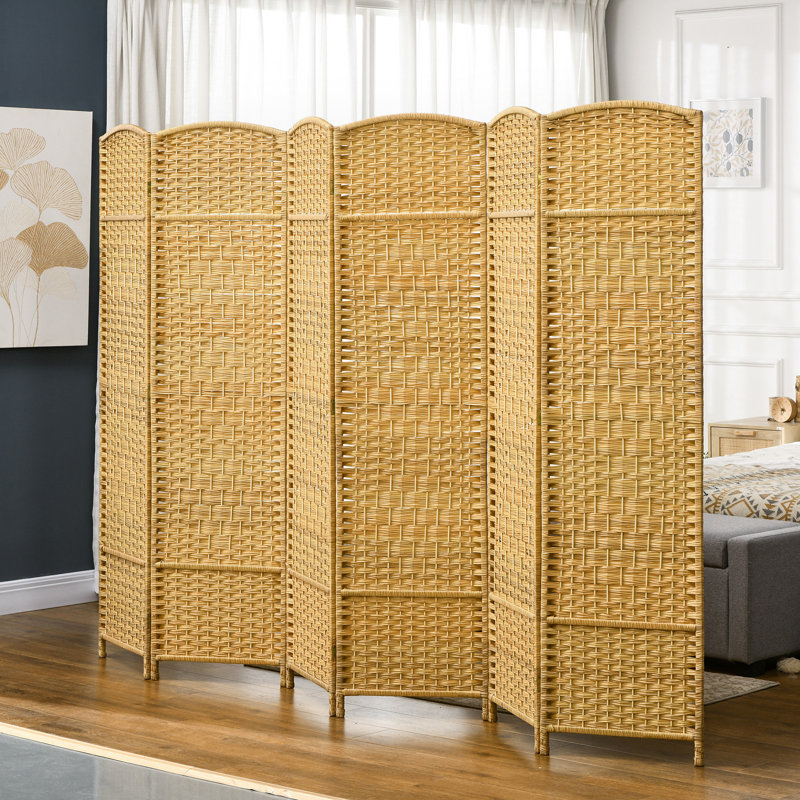 Paravent 6 panneaux, H 70,9 po x l 106,3 po x P 0,7 po, Bois naturel