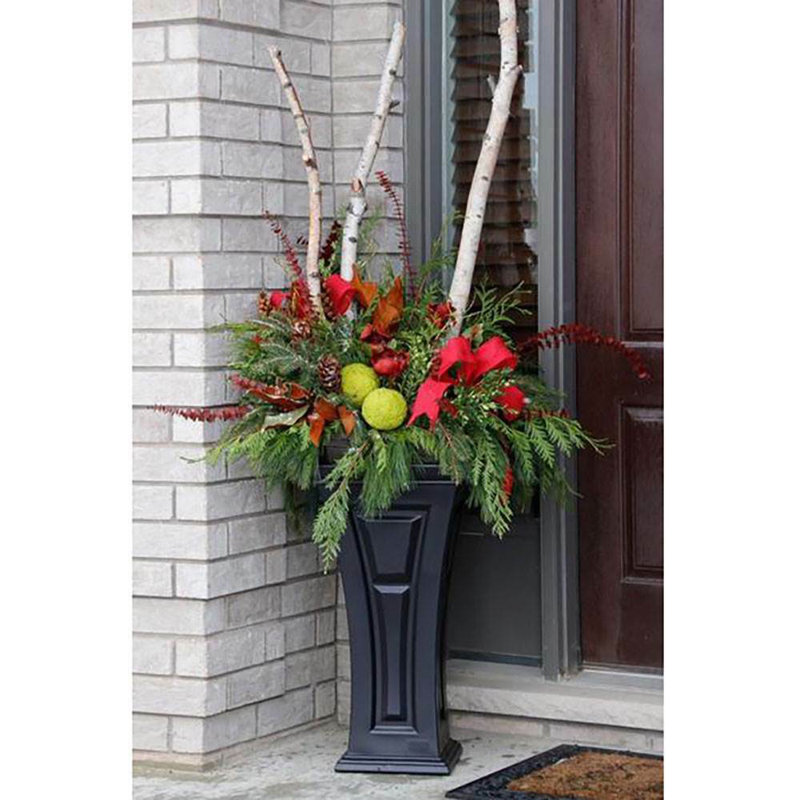 Tall Black Self-Watering Outdoor Planter Set